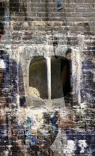 Aged wall architecture at Yole Africa cultural center in Goma