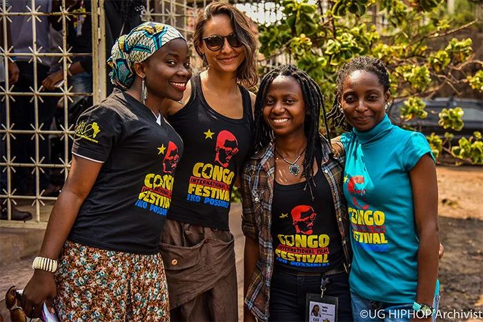 Congo Festival participants wearing branded t-shirts at Yole Africa community event eastern Congo cultural gathering