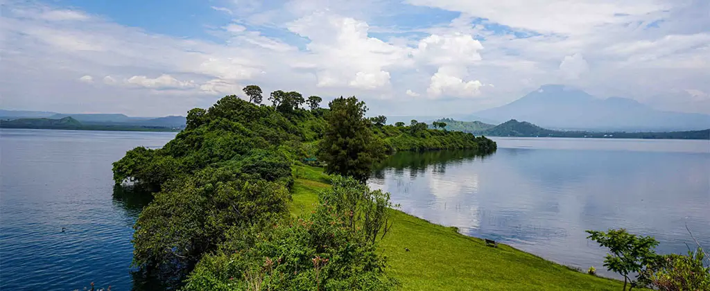 Beautiful scenery of Lake Kivu near Yole Africa cultural center in Goma